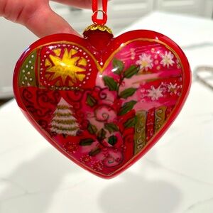 Heart Hand Painted Glass Christmas Ornament made in 2004 Christmas Decorations